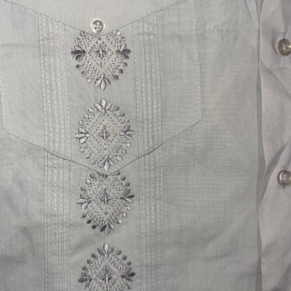 Havanera Co Mens Gray Guayabera Short Sleeve Shirt Size XL Cuban Vacation Beach - Picture 4 of 5